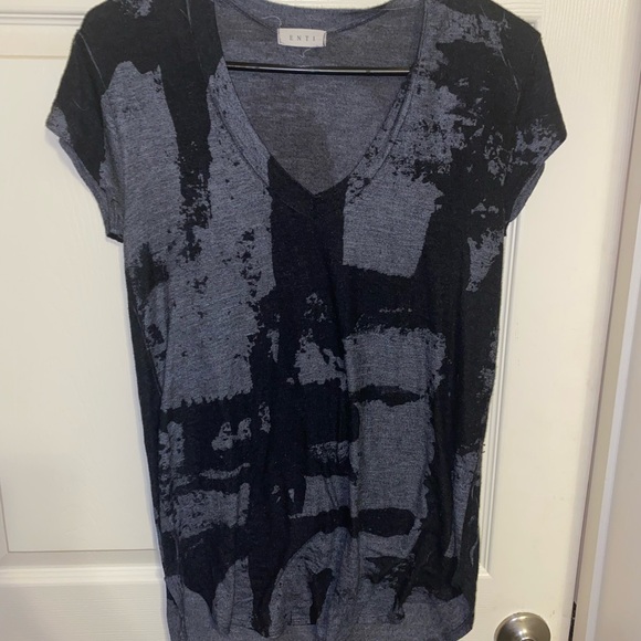 NWOT * ENTI Soft lightweight grey&black abstract pattern dolman blouse- Large - Picture 3 of 3
